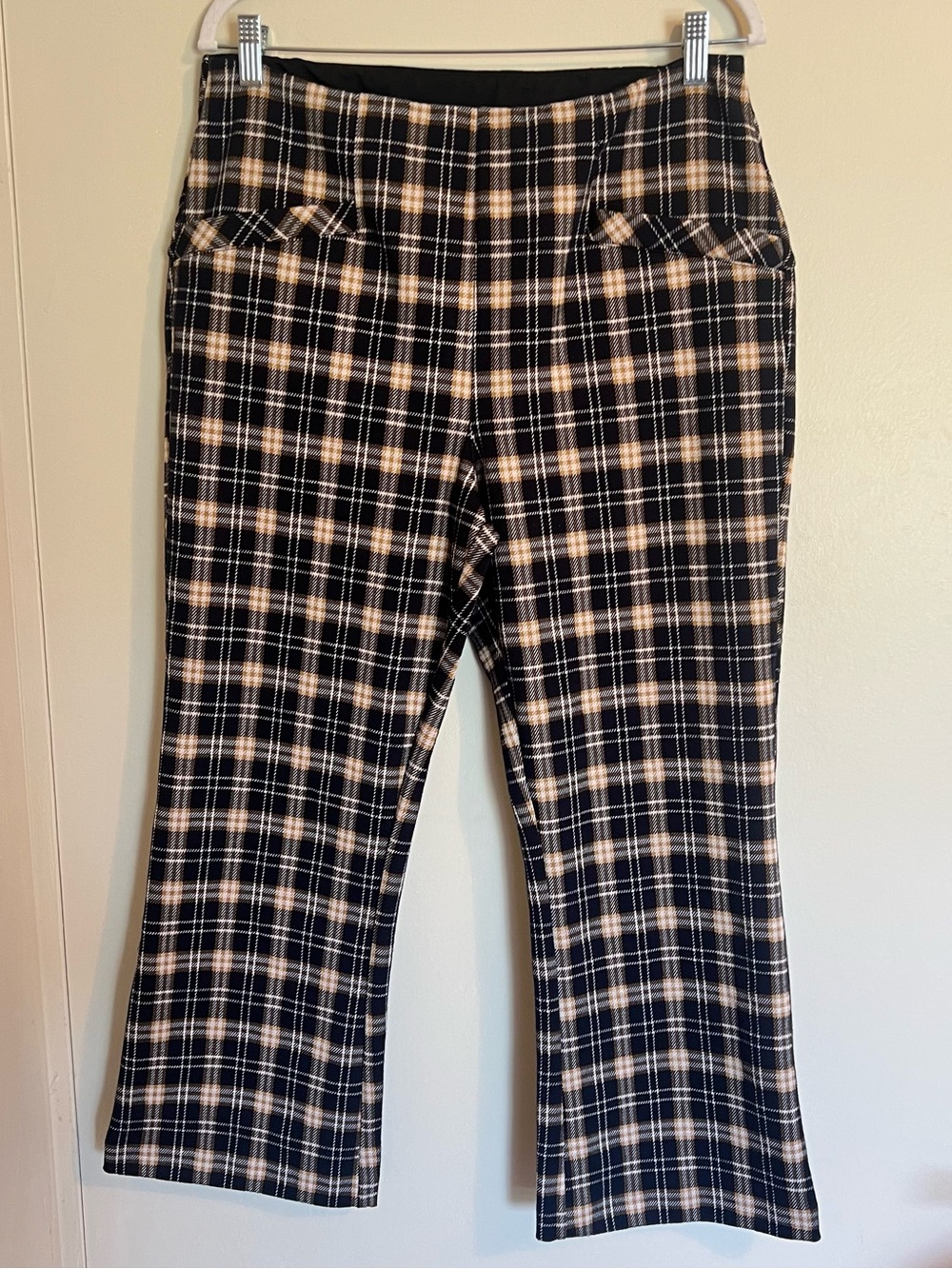 Liverpool Black and Yellow Gold Plaid Boot Cut Pants